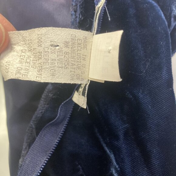 Vintage 90s Empire Waist Velvet Gown Dress Womens 11/12 Navy Blue Made in USA - Picture 13 of 14